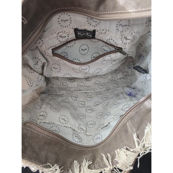 Myra Bags Upcycled Canvas Handbag Sel De Mer Beige Tote Nordstrom 13x10 Fringe - Picture 6 of 7